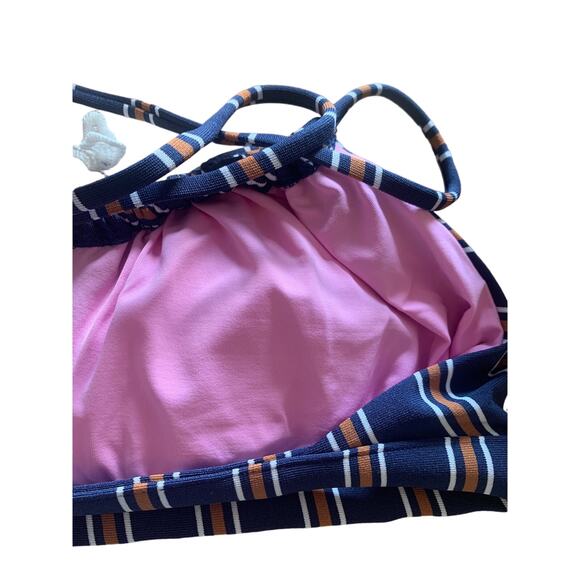 Isabella Rose Women's Halter Bikini Navy Blue & Brown Swim Top OS D cup NWT - Picture 4 of 6